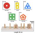 Wooden Sorting, Stacking & Plugging Toys Geometric Blocks 5 Coulam Shape Sorter Learning Educational Toys for Baby Boy Girl. 