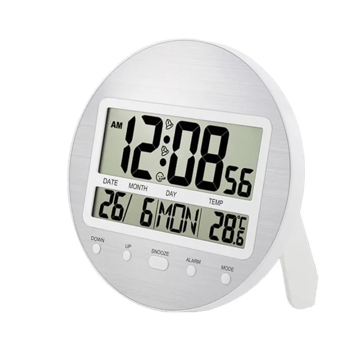 Alarm%20Clock%2012/24%20Hour%20Battery%20Operated%20Self-Setting%20Wall%20/%20Desk%20Mount%20Calendar%20Digital%20Clock%20for%20Bedroom%20Bedside%20Black%20-%20Image%202