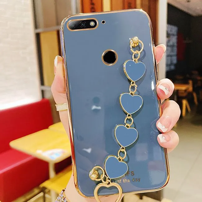 COROGI%20for%20Huawei%20Y7%20Prime%202018%20Back%20Cover%20+%20Love%20Heart%20Bracelet%20Luxury%20Glossy%20Shiny%20Plating%20Bumper%20Ladies%20Case%20Soft%20Silicone%20Protective%20Phone%20Cases%20-%20Image%202