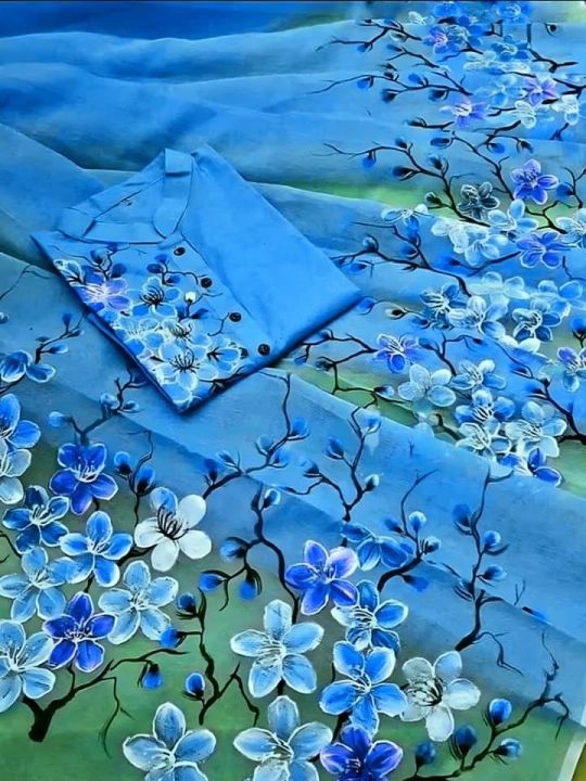 New Hand Print Half Silk Couple Dress Sharee and Panjabi for man and women