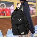 College Student Rucksack Solid Color School Bags Fashion Large Capacity Waterproof Nylon Multi-Pockets for Teenage Girls Boys. 