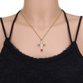 European and American Fashion Cross Pendant Necklace Women's All-Match Copper Plated Real Gold Inlaid Zircon Couple Sweater Chain Accessories.