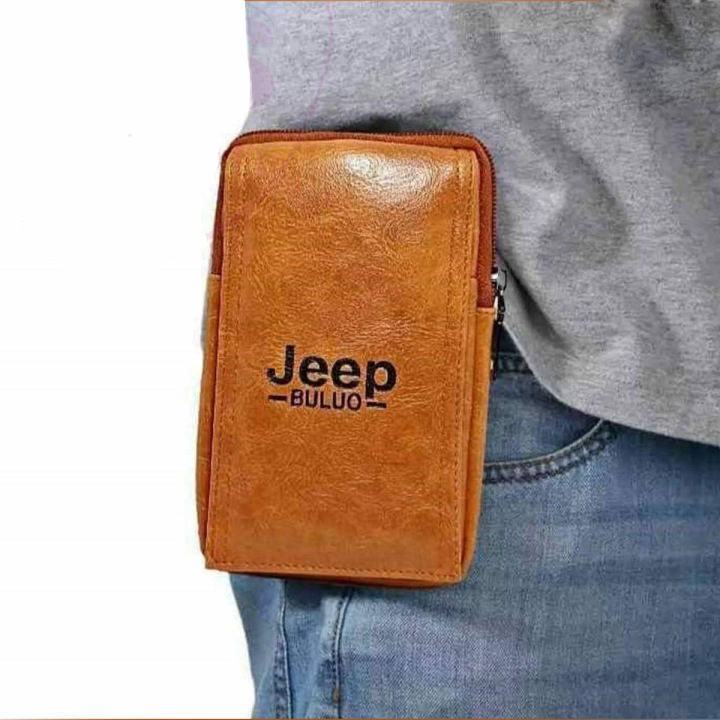 Men Waist Jeep Artificial Leather Bags