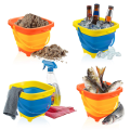 OUMERY 3PCS Foldable Bucket Foldable Pail Bucket Sand Buckets Silicone Collapsible Bucket for Kids Beach Play Camping 2L. 