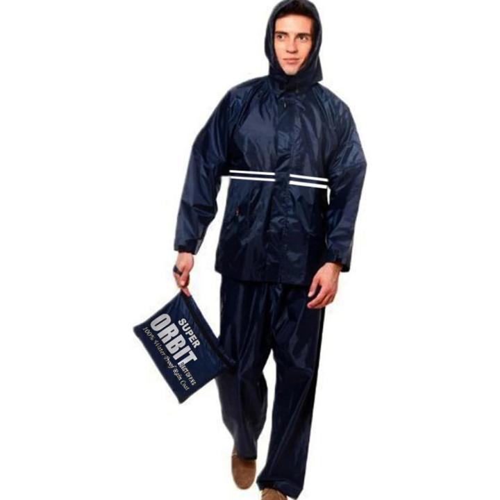 Rain Coats for Men Waterproof Jacket and Pant with Bag blue