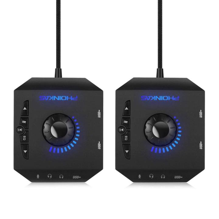 2X Phoinikas T10 Multi-Switch USB Hub Audio Adapter External Stereo Card Black
