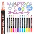 Contour pen double line contour pen metal glitter pen set marker pen account pen highlighter brush wholesale. 