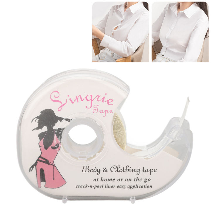 2 Rolls Women Double Sided Tape with Dispenser Transparent for Fashion Clothes Body All Skin