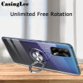 Casinglee For OPPO F19 Soft Case Clear Transparent Shockproof Car Magnetic Holder Ring Back Cover OPPO F19 Phone case cover.