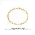 ORSA JEWELS 925 Sterling Silver 3mm Cuban Link Curb Chain Bracelet 18K Gold Italian Cuban Bracelet Jewelry for Men Women SB123. 