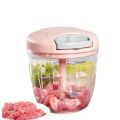 Large Handy and Compact Chopper Handy Quick Cutter for Kitchen, 3 Blade Stainless Steel, Pull String, Pink (350ml). 