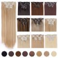 【Clearance sale】 20 colors 16 clips Long Straight Synthetic Hair Extensions Clips in High Temperature Fiber Hairpiece.