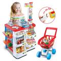 Kids Play Pretend Supermarket with Trolley Toy Set Shopping Market Set. 