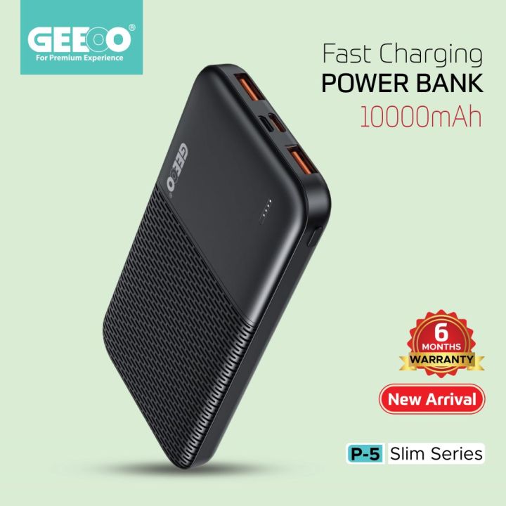 Geeoo P5 Slim Fast Charging 10000mAh Power Bank