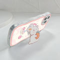 BILI for Redmi 10C Back Cover With Free Ring Holder Rabbit Holding Carrots Soft Transparent Colorful Wavy Phone Cases. 