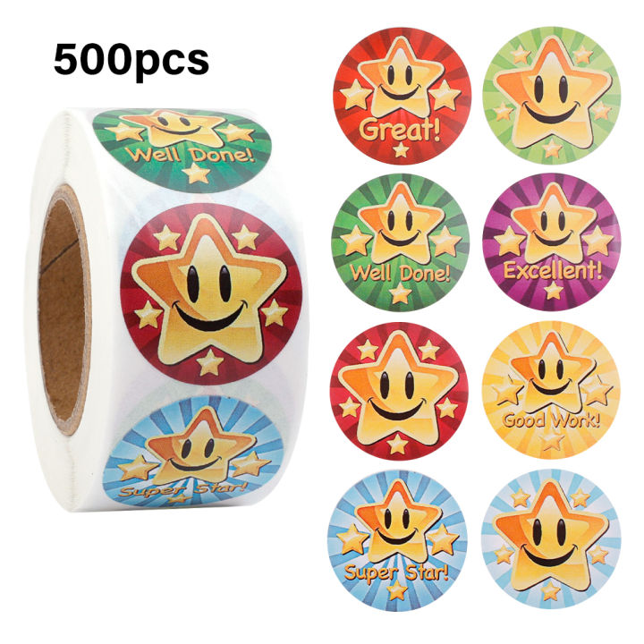 1/2%20RollsChildren%20Cartoon%20Stickers%20Cute%20Smile%20Star%20Letter%20Reward%20Sticker%20Classic%20Toys%20Stationery%20Supplies%20-%20Image%209