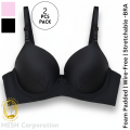 2 Pcs Combo Pack | Foam Padded Stretchble Bra for Girls & Women | Soft Cotton Blend Fabric | No-Wire | All-Day Comfort | Everyday Innerwear. 