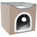 Cat Beds for Indoor Cats - Large Cat Cave for Pet Cat House with Fluffy Ball Hang and Scratch Pad, Foldable Cat Washable. 
