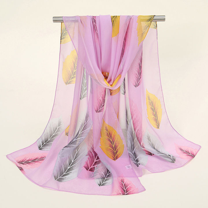 Spring%20and%20Autumn%20New%20Chiffon%20Silk%20Scarf%20Counter%20Quality%20Printing%20Popular%20Leaf%20Silk%20Scarf%20Scarf%20XQ392%20-%20Image%204