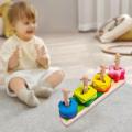Wooden Sleeve Column Toys Sorter Toys Geometric Shapes Boys Girls Gifts Green.