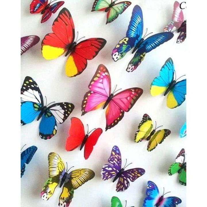 Plastic Butter Fly Sticker – 12 Pieces