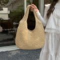 Woven Straw Straw Bag Fashionable Versatile Lightweight Shoulder Bag Large Capacity Tote Bag for Summer Vacation Beach Travel Daily Use.