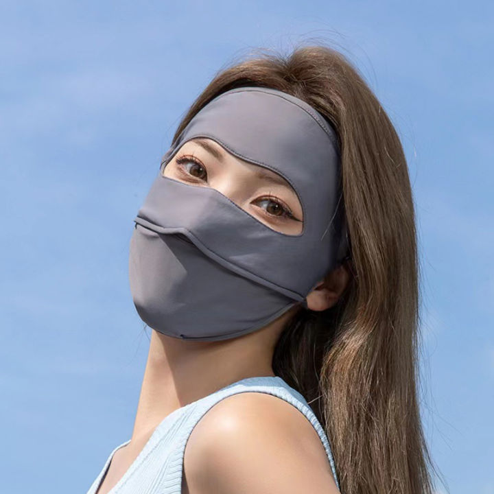 Outdoor Sunscreen Mask Women Girl Ice Silk Face Mask Breathable Face Cover Driving Riding Hiking Hunting Running Sport Mask Sunlight Mall