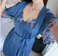 Women Nighty Women Summer Ice Silk Sleepshirts Thin Sexy Sling Mini Dress Short-Sleeved Robe Two-Piece Home Service Imitation Silk Nightdress - Night Dress For Women - Night Dress For Women - Night Dress For Women. 