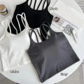 Women Camisole Vest Summer Sleeveless Cotton Bustier With Pads Soft Elastic Vest Top Thin Seamless Bralette Spice Girls Tank Top. 