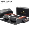 KINGSEVEN Handmade Women Sunglasses Men Polarized Natural Bubinga Wooden Outdoor Travel UV400Aluminum Fashion Sun Glasses Square.