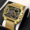 LIGE Watches For Men Luxury Gold Quartz Clock Sports Waterproof Steel Band Wrist Watch Quartz Clock Relogio Masculino.