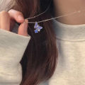 Purple Sparkling Diamond Bubble Butterfly Pendant Necklace Women Sweet Clavicle Neck Jewelry Party Gift Necklaces Girls Jewelry WANNA.