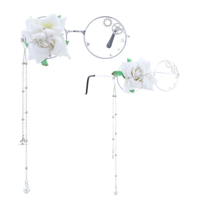 Eyeglasses%20Retro%20Round%20Glasses%20Lens%20for%20Men%20Women%20Metal%20Frame%20Kawaii%20Glasses%20With%20Chain%20Cosplay%20Cute%20Sakura%20-%20Image%208