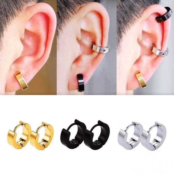 1 Pair Round Hoop Earrings For Men & Women