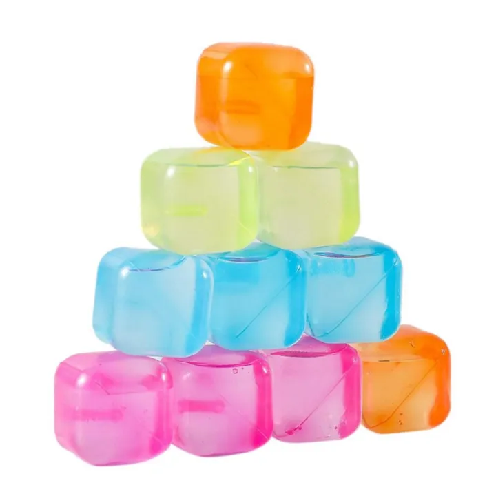 10 Pcs PE Reu Cubes Colorful Chilling Squares Stones Filled With Pure Water Non Diluting Ice Cubes Easy To Chill Beverage
