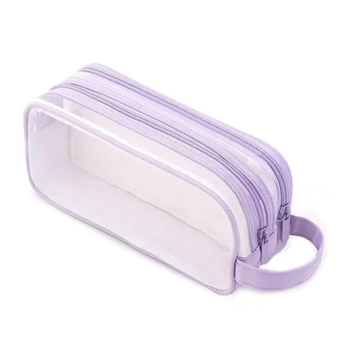 1%20Piece%20Grid%20Mesh%20Pencil%20Case%202%20Compartment%20Pen%20Bag%20Clear%20Pencil%20Pouch%20For%20Teen%20Student%20College%20Pink%20-%20Image%2010
