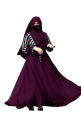 Dubai cherry fabric Step 3 gown Borka Full set ( Borka+ hijab.
