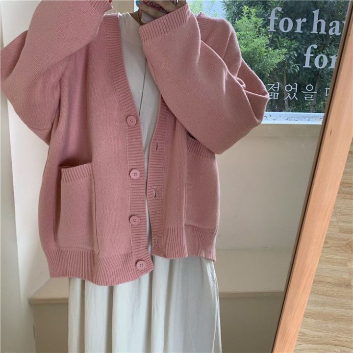 Autumn%20and%20Winter%20New%20Lazy%20Wind%20Sweet%20Gentle%20Sweater%20Female%20Student%20Korean%20Style%20Loose%20Thick%20Knitted%20Cardigan%20Top%20Coat%20-%20Image%204