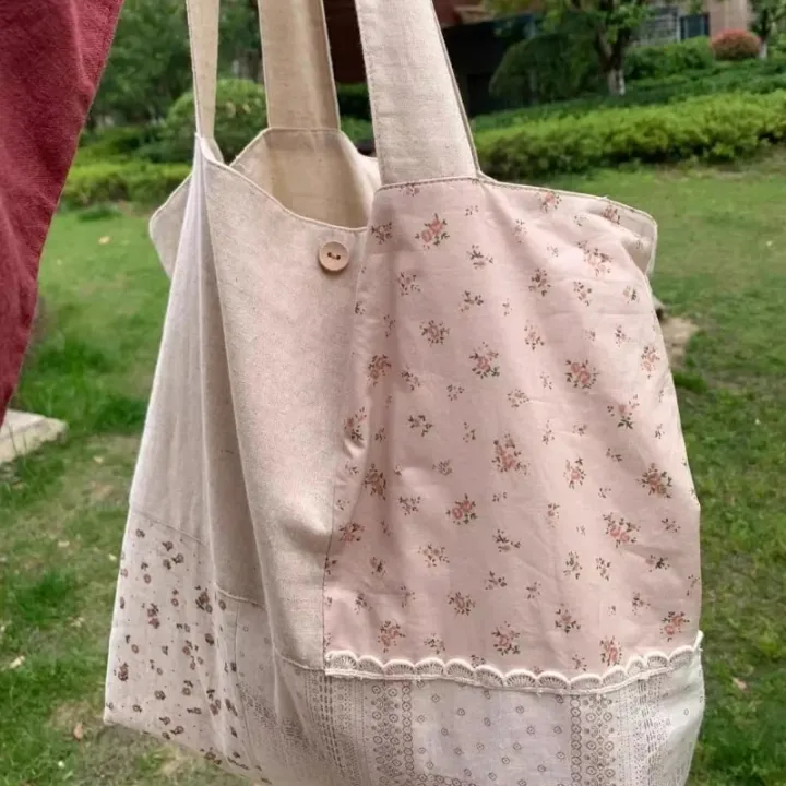 Patchwork%20Contrast%20Color%20Flower%20Print%20Shoulder%20Handbags%20Fashion%20Y2k%20Underarm%20Bag%20High-capacity%20Women%20All%20Match%20Canvas%20Tote%20Bags%20-%20Image%206