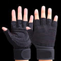 High-Quality Non-Slip Weightlifting Fitness Gloves with Finger Support for Heavy Duty Workout - Half-Finger Design.