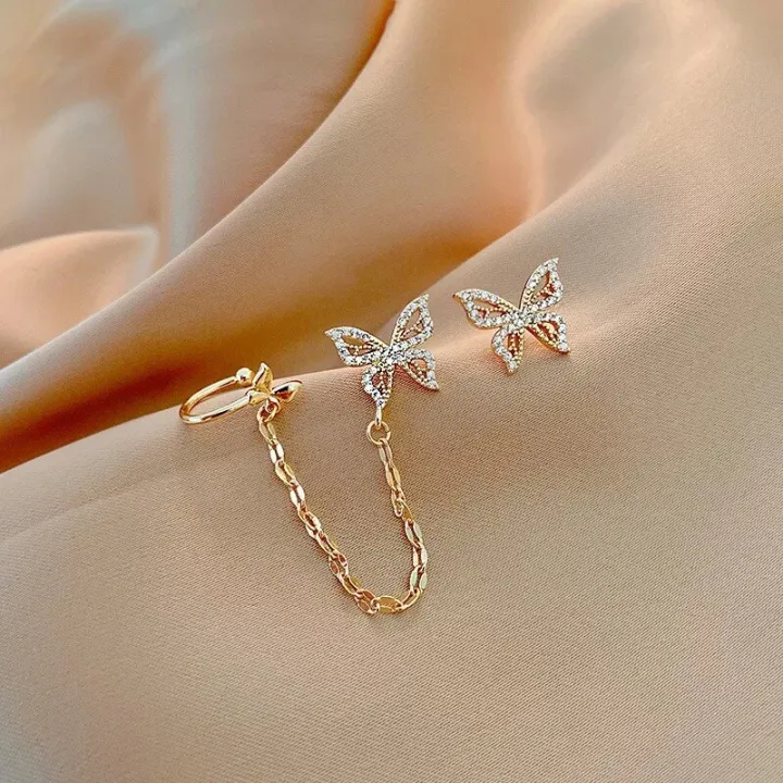 Trendy%20Butterfly%20Ear%20Cuff%20Stud%20Earrings%20for%20Girls%20Simple%20Stylish%20-%20Earrings%20for%20Women%20New%20Collection/%20Fashionable%20Clip%20Earrings%20for%20Girls%20-%20Ear%20Hook%20Rhinestone%20Chain%20Ear%20Clips%20Pierced%20Earring%20for%20Women%20-%20Image%208