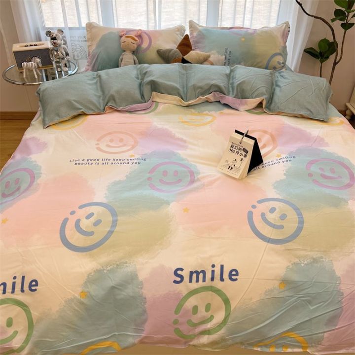 Black%20cartoon%20briquettes%20fairy%20bed%20sheet%20duvet%20cover%20four-piece%20set%20washed%20cotton%20student%20dormitory%20bed%20single%20three-piece%20set%20-%20Image%205