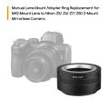 Manual lens to Nikon Z camera adapter ring - black. 