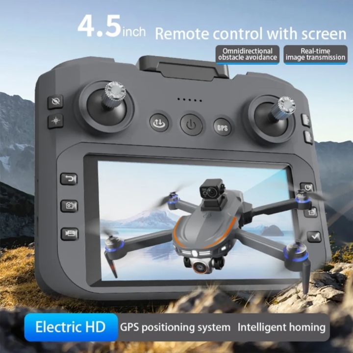 Big 4.5 inch [REMOTE DISPLAY] G.P.S Drone With Laser Sensor 4K Dual ...