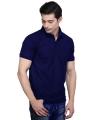 Navy Blue Cotton Polo For Men.