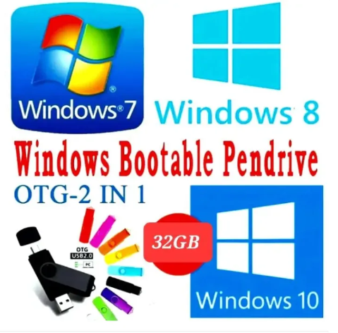 Windows Bootable Pendrive With Multi Windows 7 8 10 Auto Active Key And Free 32GB USB Flash Drive