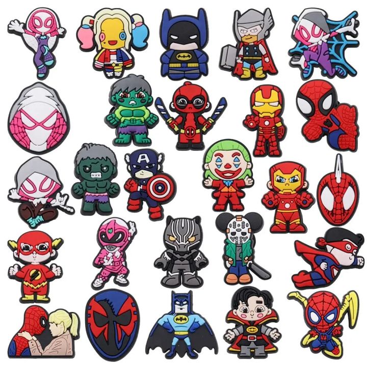 1PCS Anime Disney Series Marvel Heros Avengers Spider Man PVC Shoe Buckle Charms Accessories DIY Shoes Decoration Clog Boys Gift