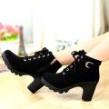 Korean fashion boots for women ladies ankle Pointed Toe Short Boots Casual box Heels Shoes. 