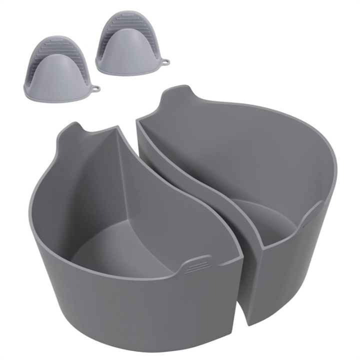 2 Pcs Reusable Silicone Slow Cooker Divider Liners Slow Cooker Liners for 6-7-8 QT Crocker Pot with 2 Hand Clips,Replacement Plastic