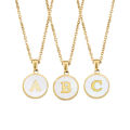 Minimalist Initial Enamel White A-Z Pendant Letter Alphabet Pendant Necklace Nicle.
